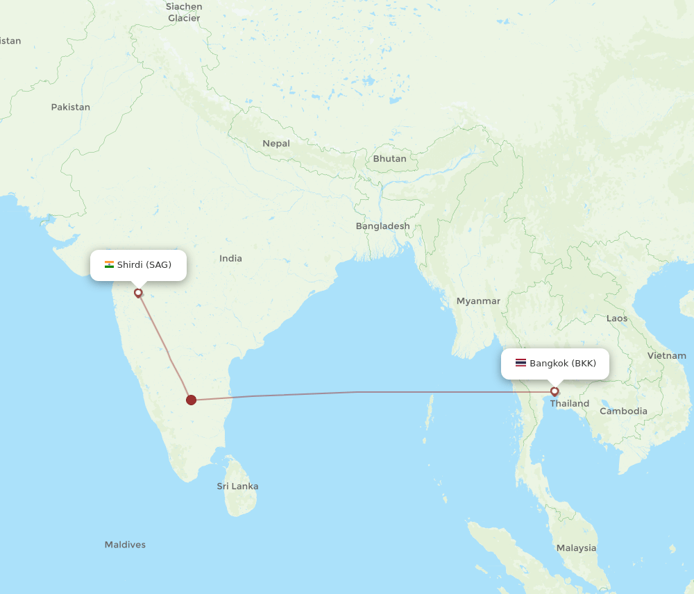 BKK to SAG flights and routes map