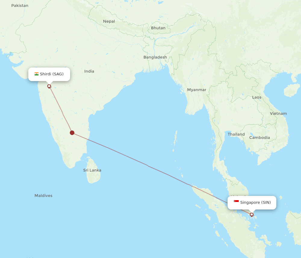 SAG-SIN flight routes