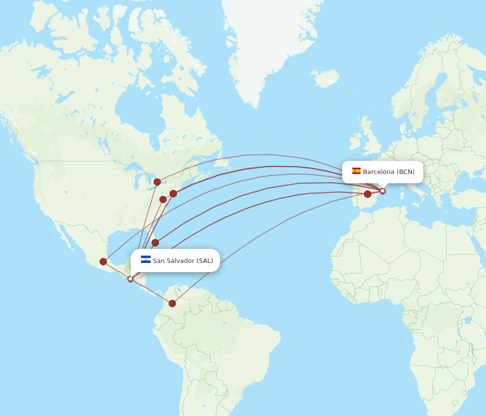 SAL-BCN flight routes