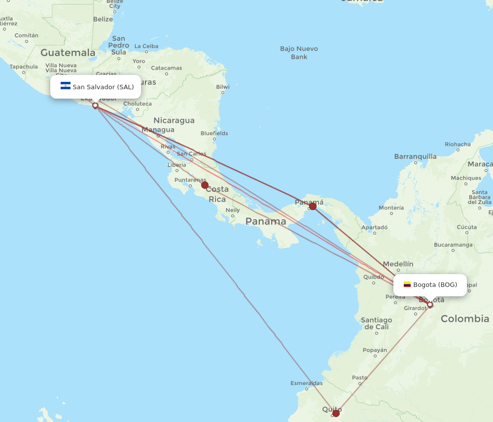 SAL to BOG flights and routes map