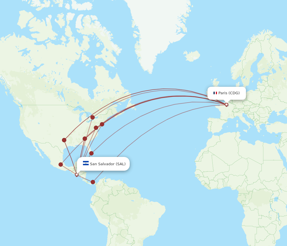 SAL-CDG flight routes
