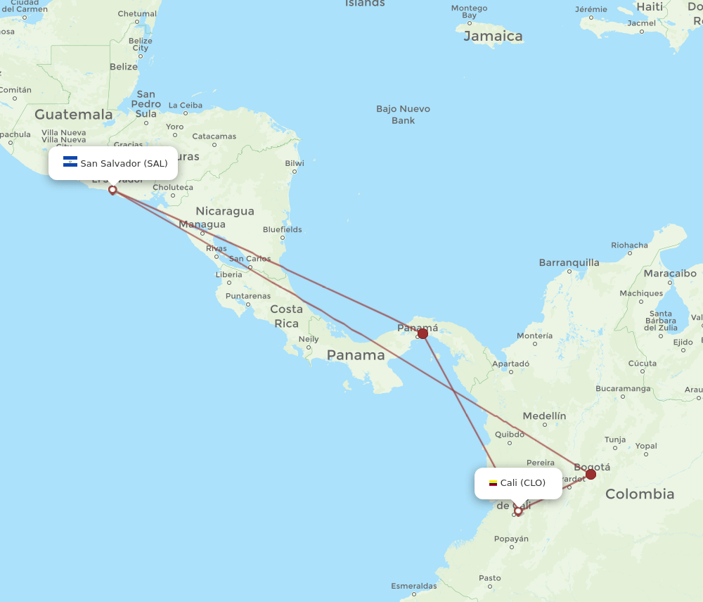 SAL-CLO flight routes