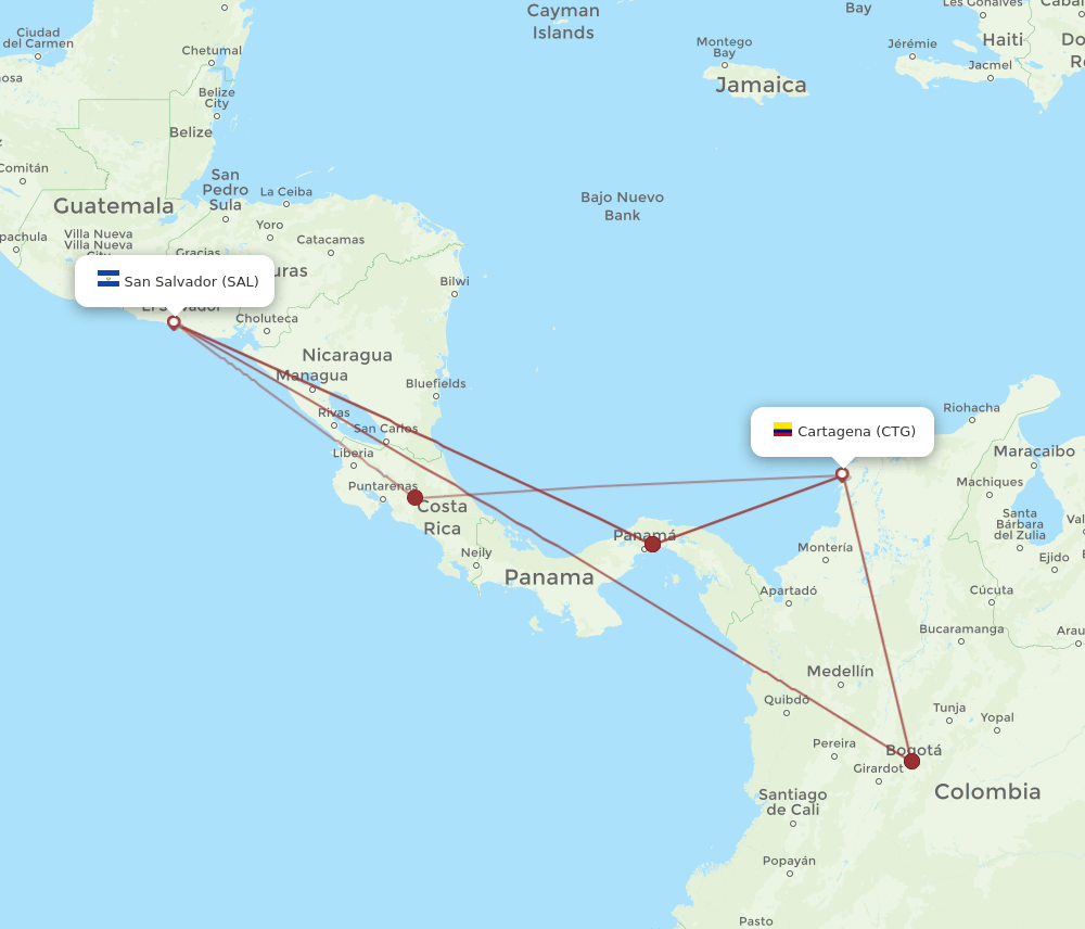 SAL-CTG flight routes