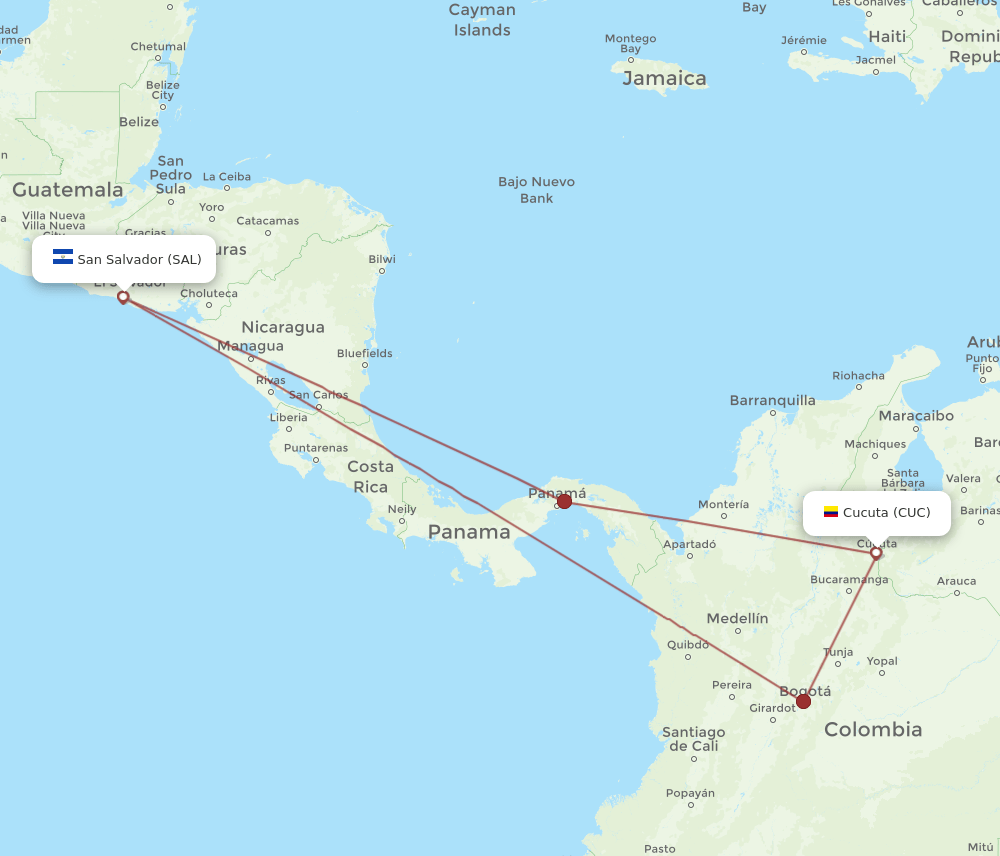 SAL-CUC flight routes