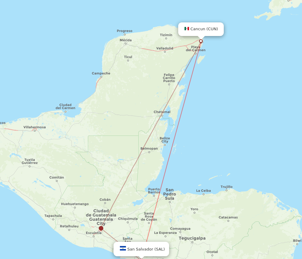 SAL-CUN flight routes