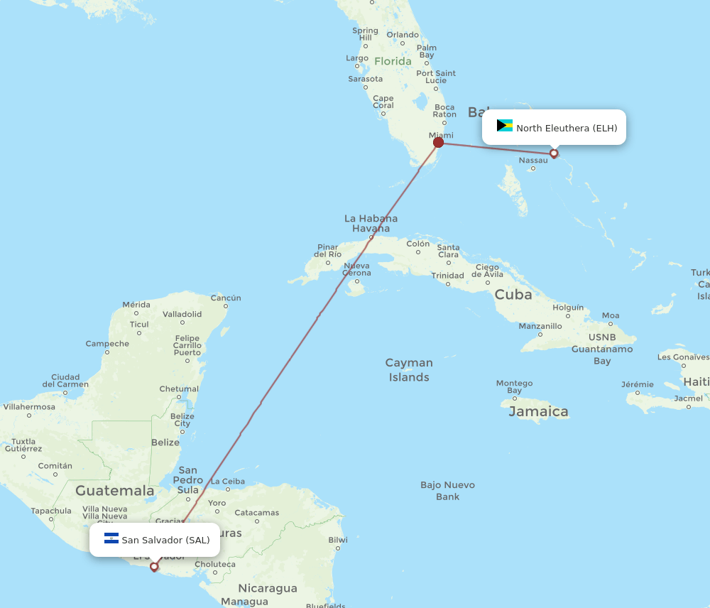SAL to ELH flights and routes map