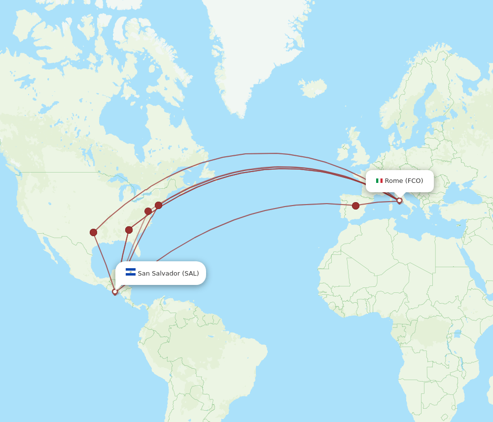 SAL-FCO flight routes