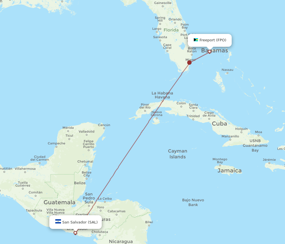 SAL to FPO flights and routes map