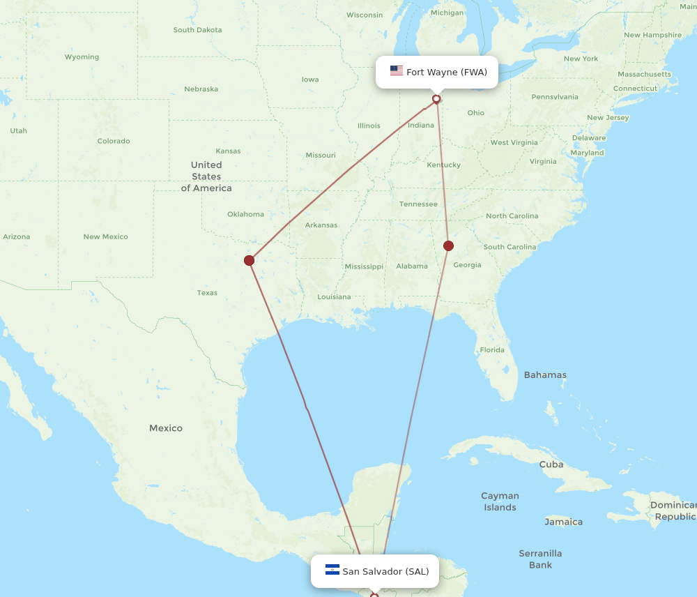 SAL to FWA flights and routes map