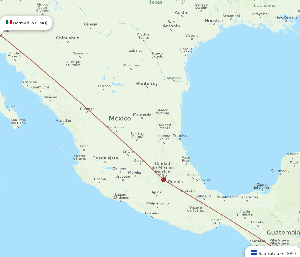 SAL to HMO flights and routes map