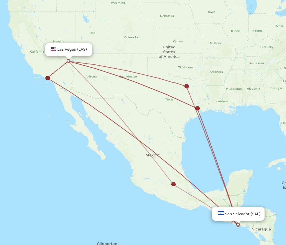 SAL-LAS flight routes