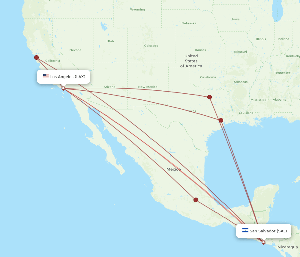 SAL-LAX flight routes