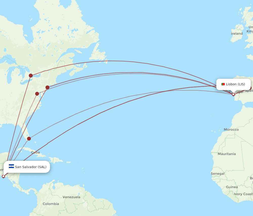 SAL-LIS flight routes