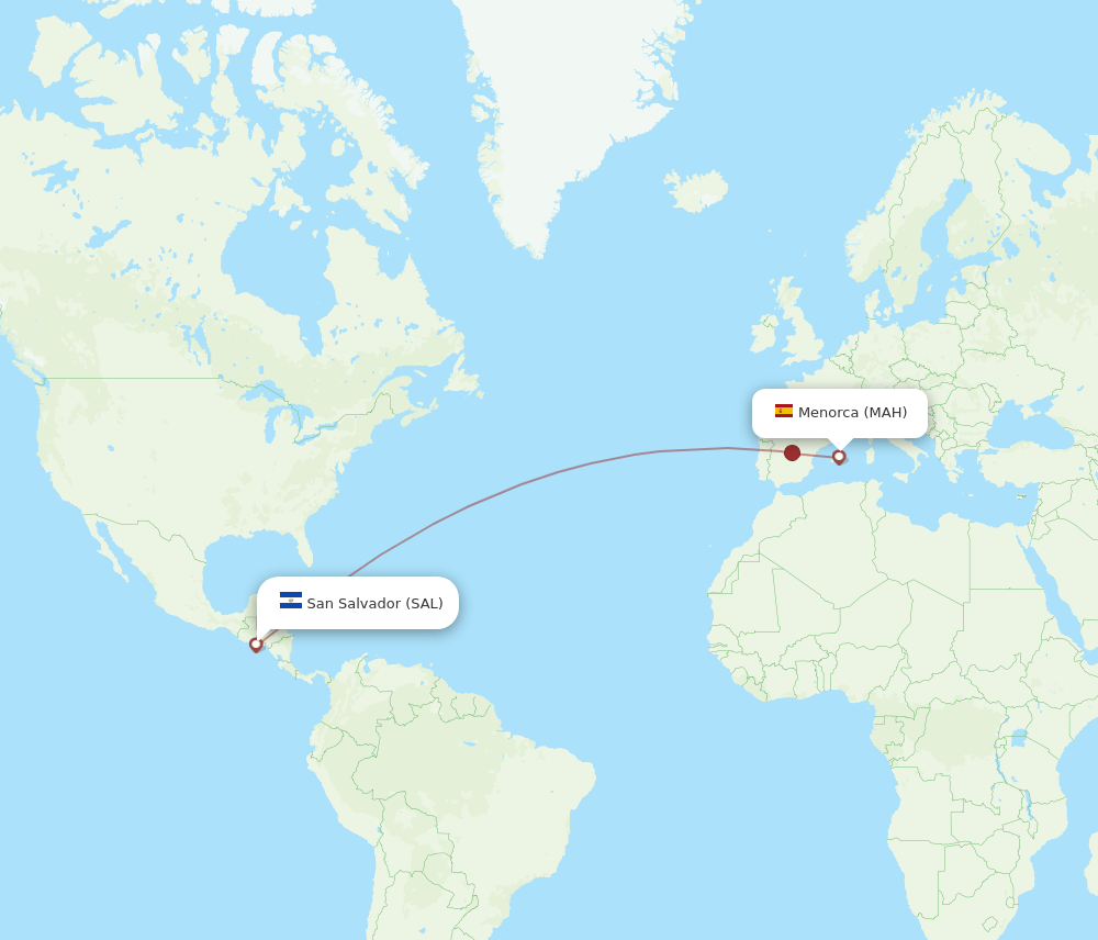 SAL to MAH flights and routes map