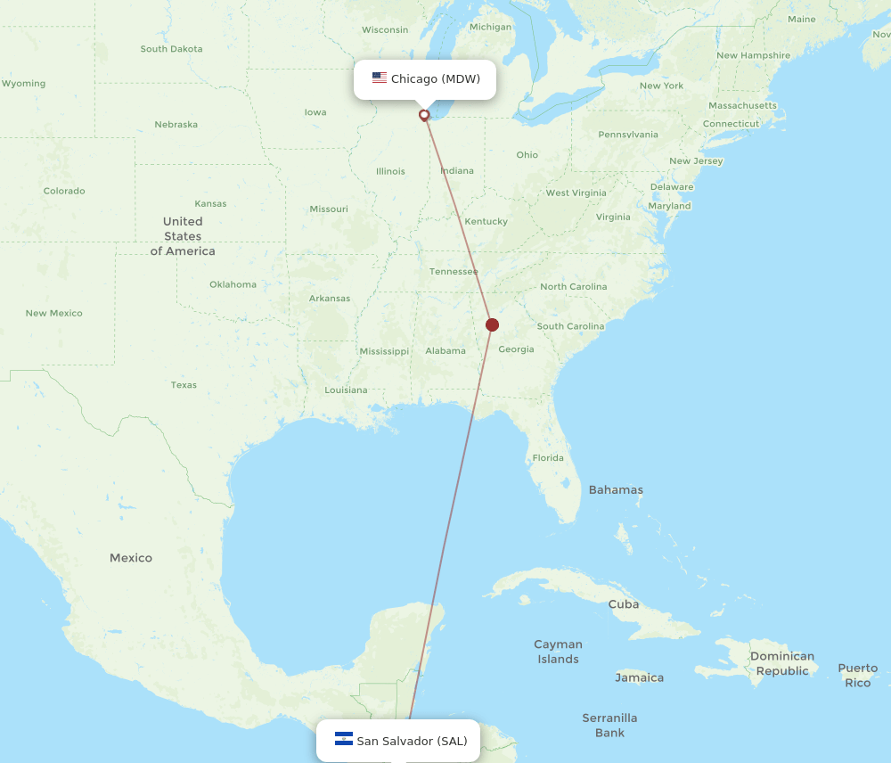 SAL-MDW flight routes