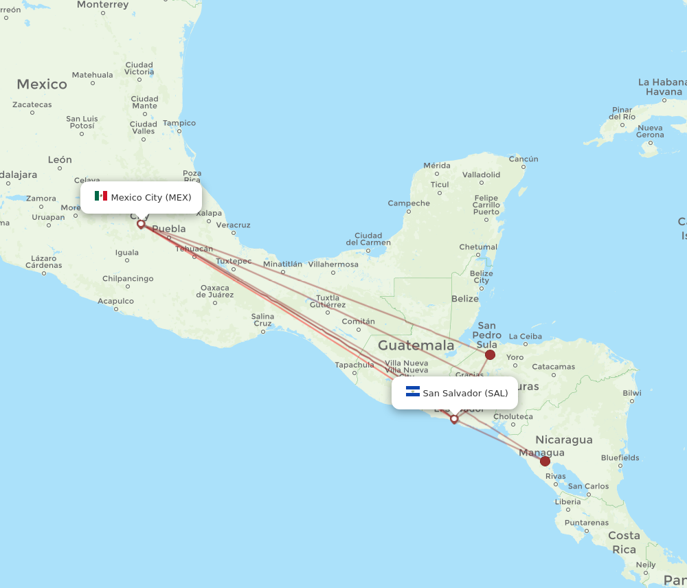 SAL to MEX flights and routes map