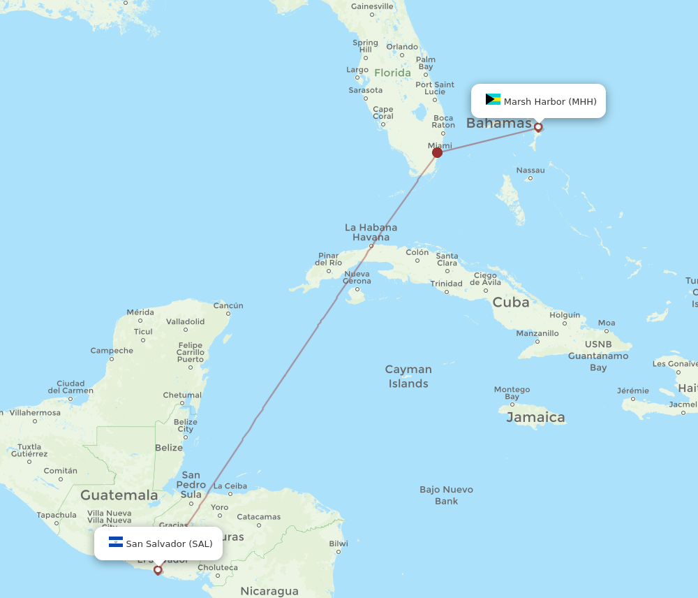 SAL to MHH flights and routes map
