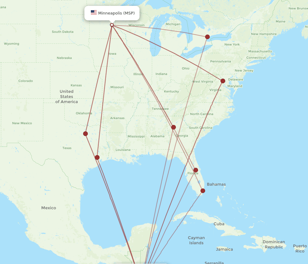 SAL-MSP flight routes