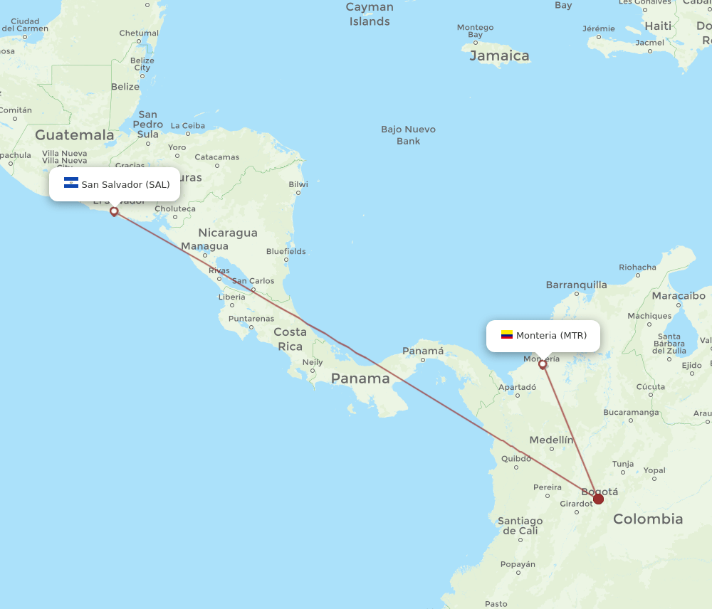SAL-MTR flight routes