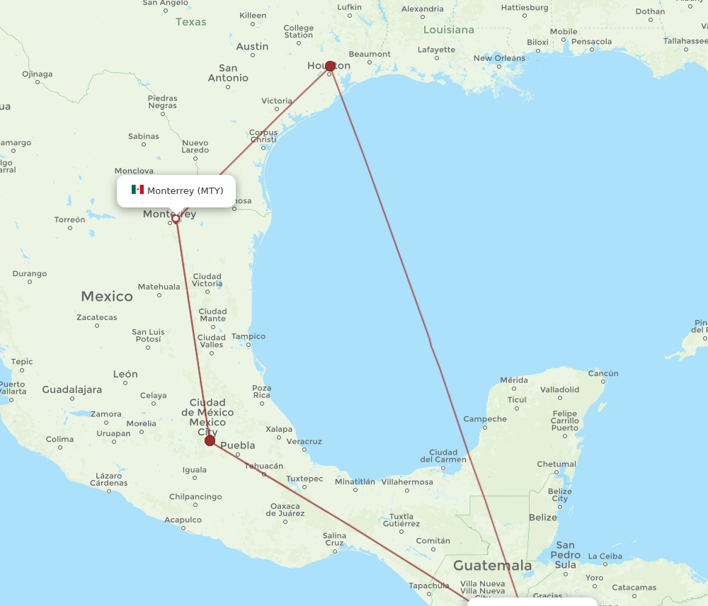 SAL-MTY flight routes