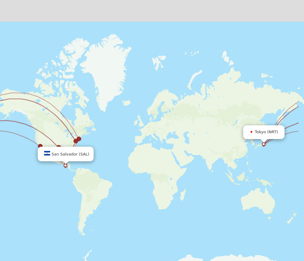 SAL to NRT flights and routes map