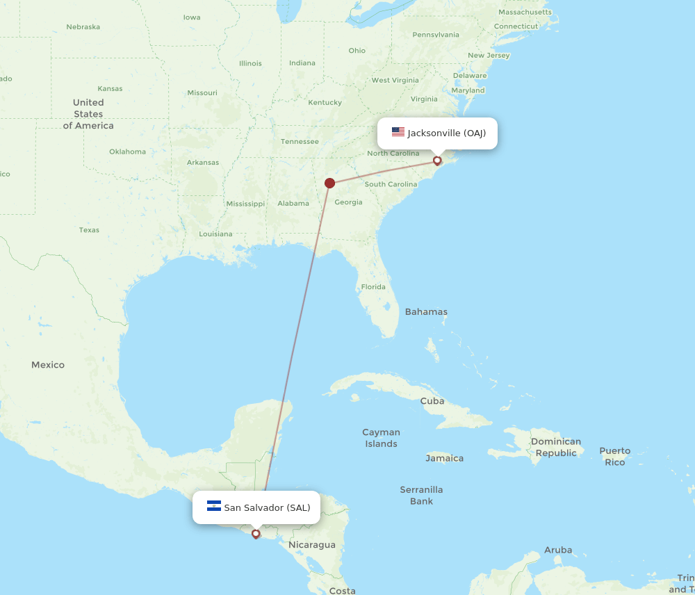 SAL to OAJ flights and routes map