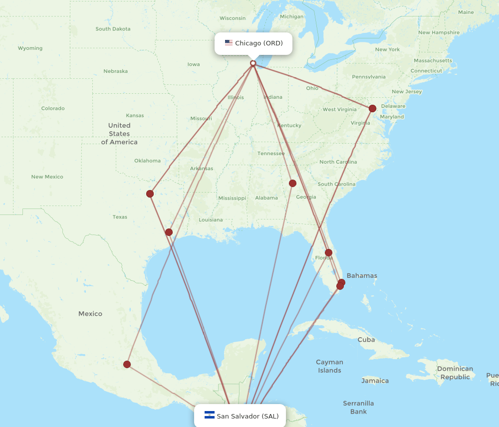 SAL-ORD flight routes