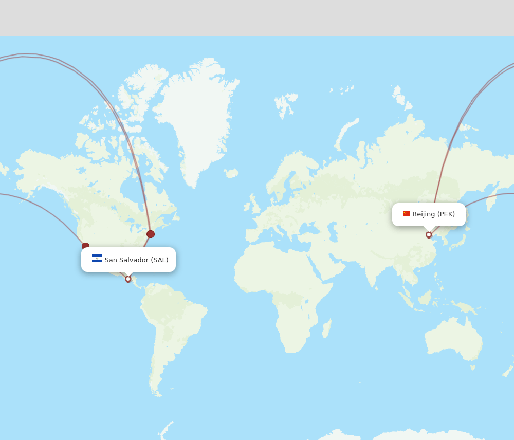 SAL-PEK flight routes