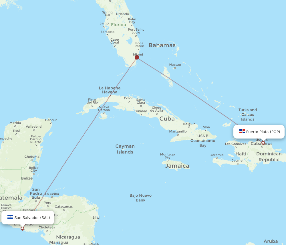 SAL to POP flights and routes map