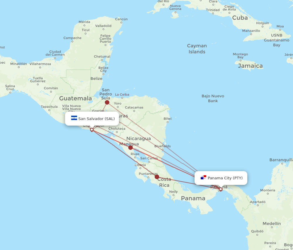 SAL-PTY flight routes