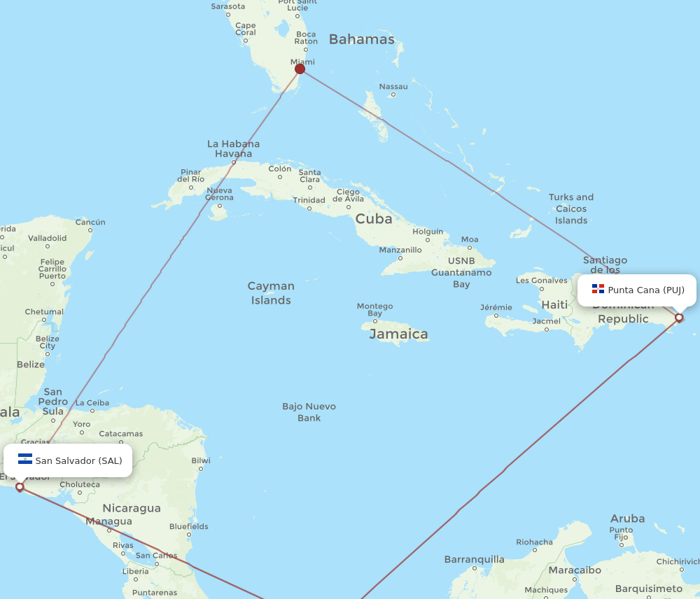 SAL-PUJ flight routes