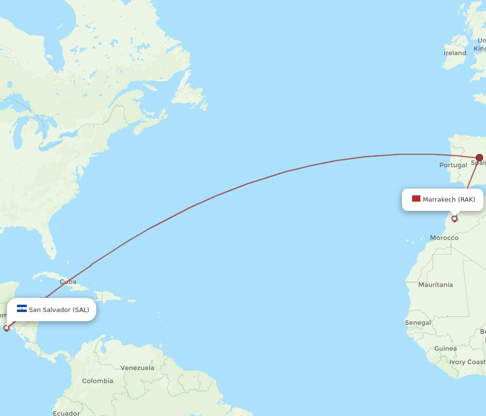 SAL-RAK flight routes