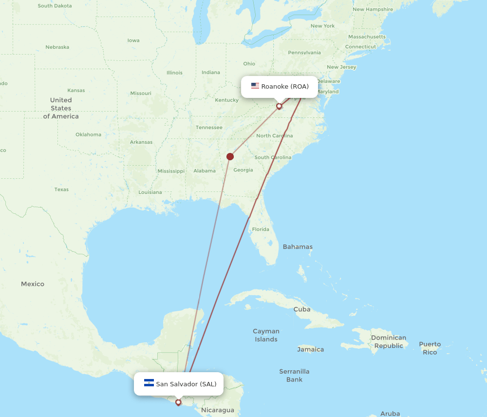 SAL-ROA flight routes