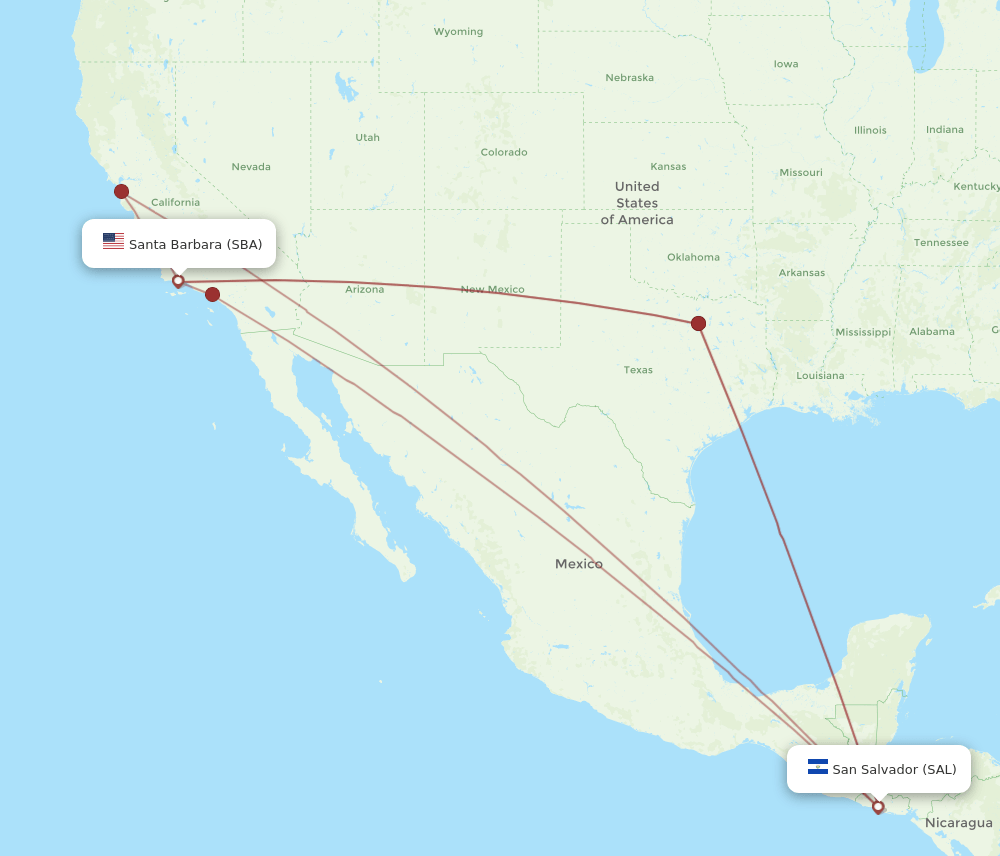 SAL to SBA flights and routes map
