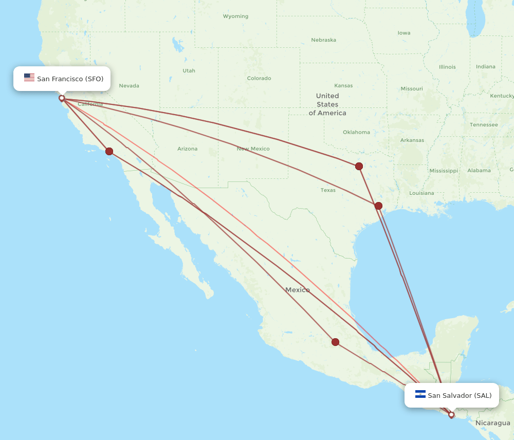 SAL-SFO flight routes