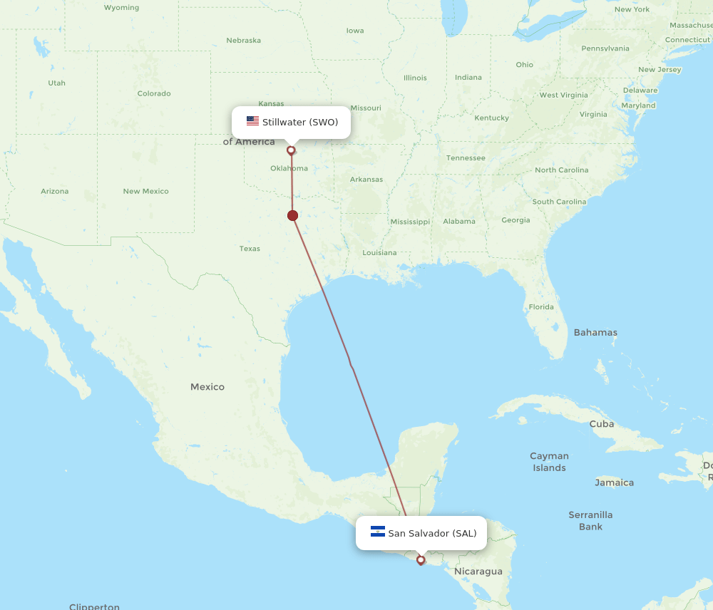 SAL to SWO flights and routes map