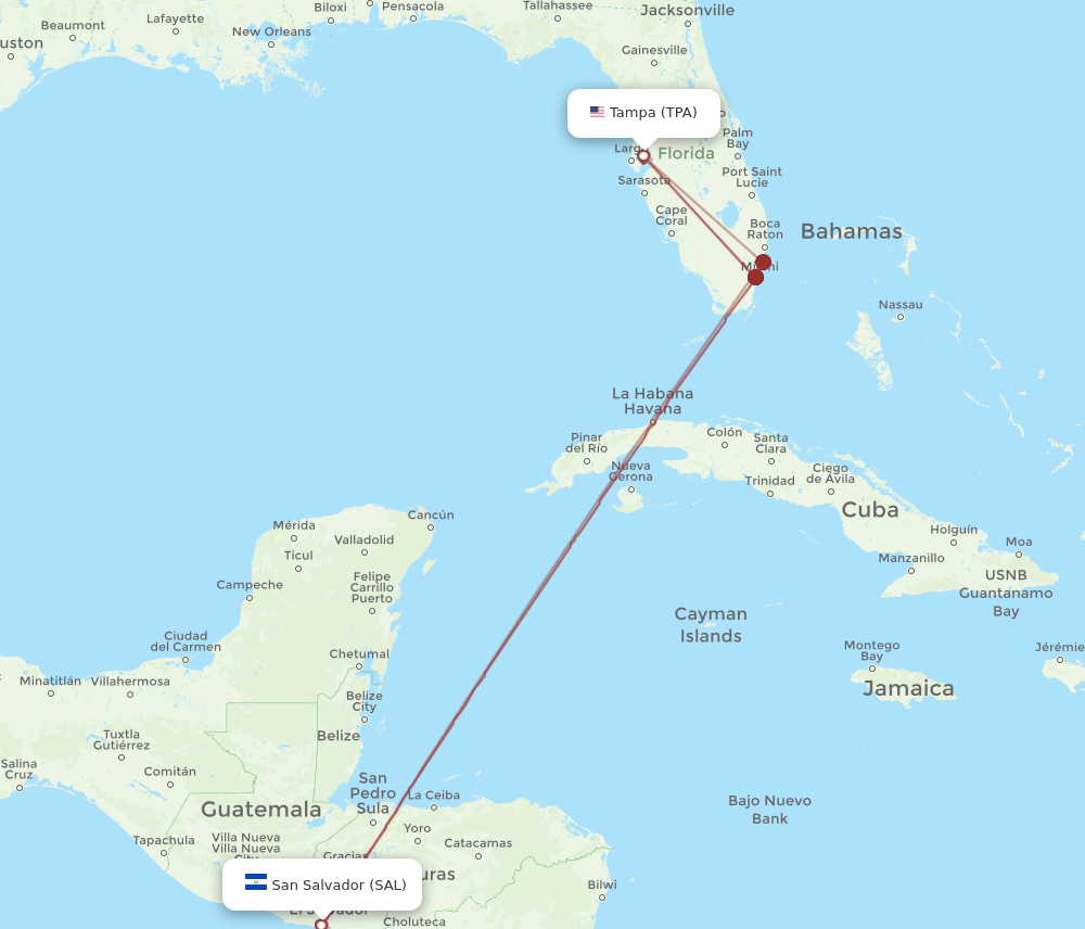 SAL-TPA flight routes