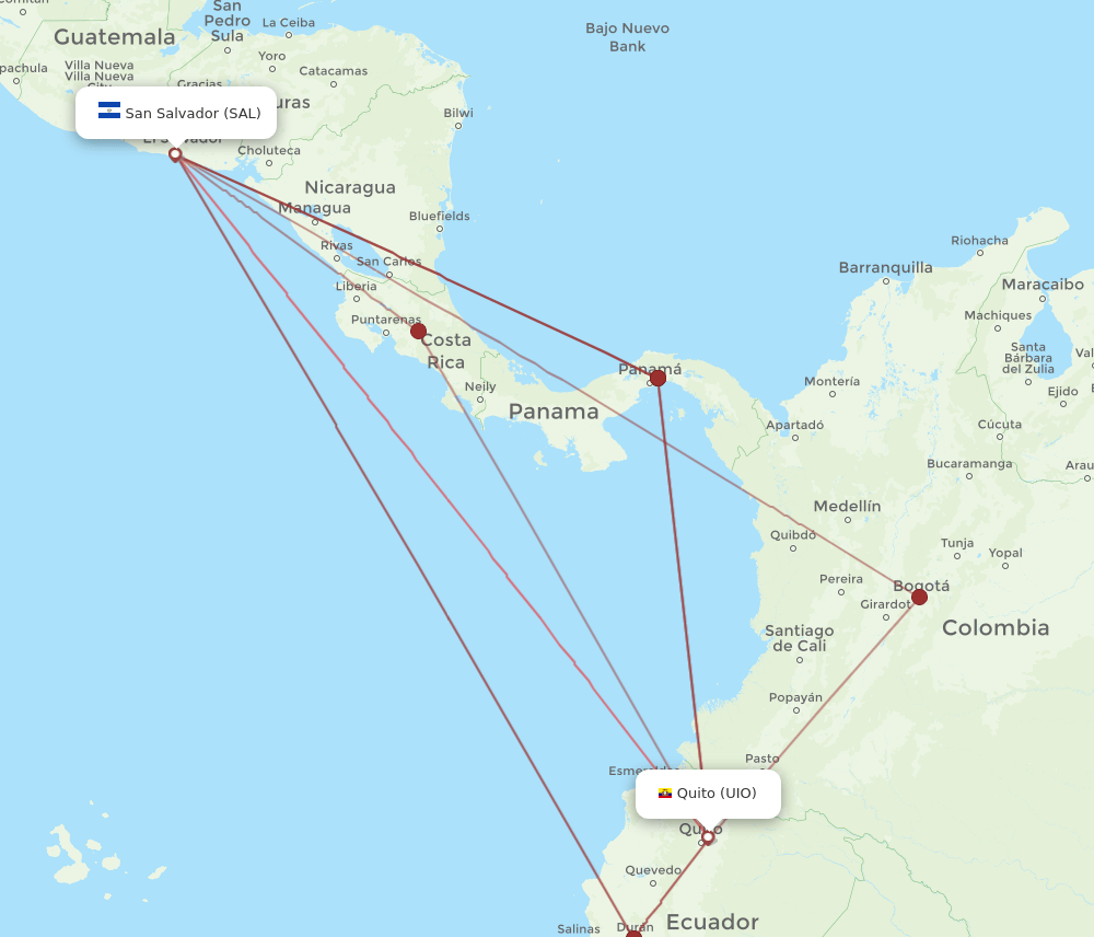 SAL-UIO flight routes