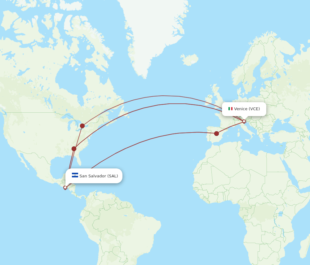 SAL to VCE flights and routes map