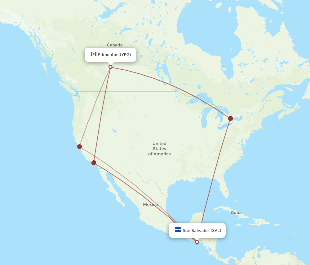 SAL to YEG flights and routes map