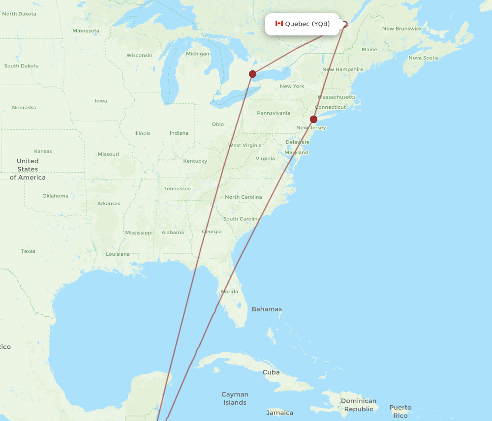SAL to YQB flights and routes map