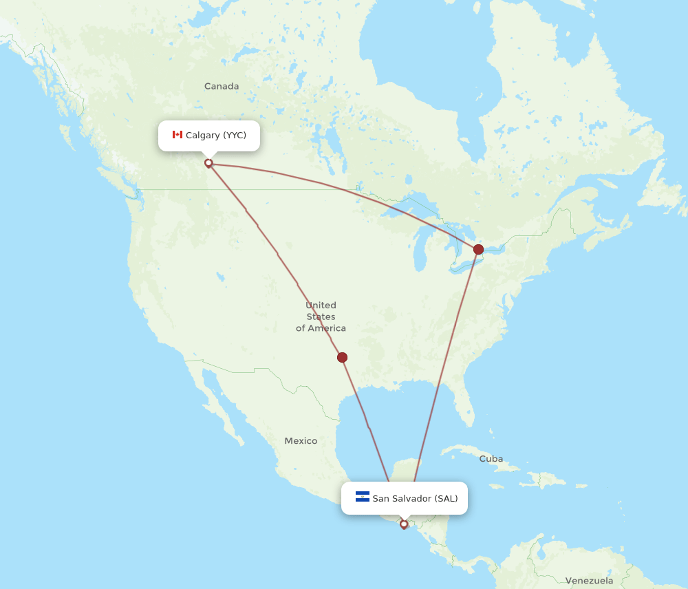 SAL-YYC flight routes