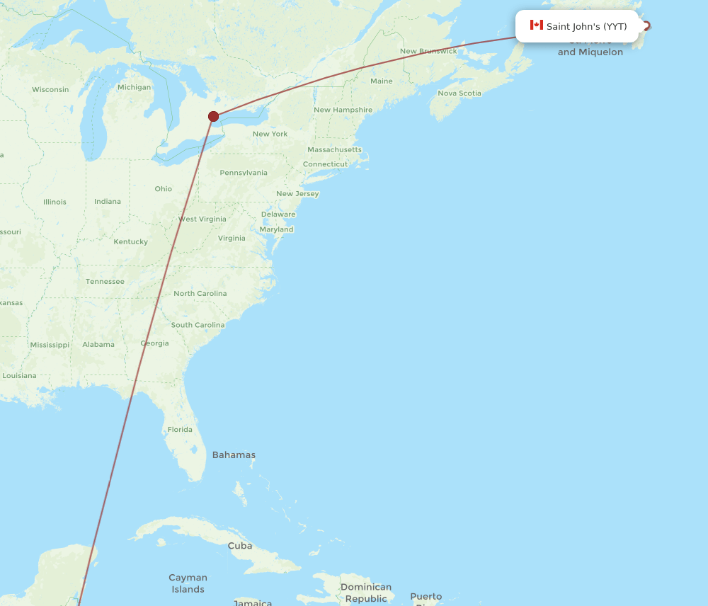 SAL-YYT flight routes