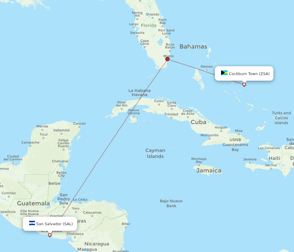San Salvador - San Salvador route map and flight paths