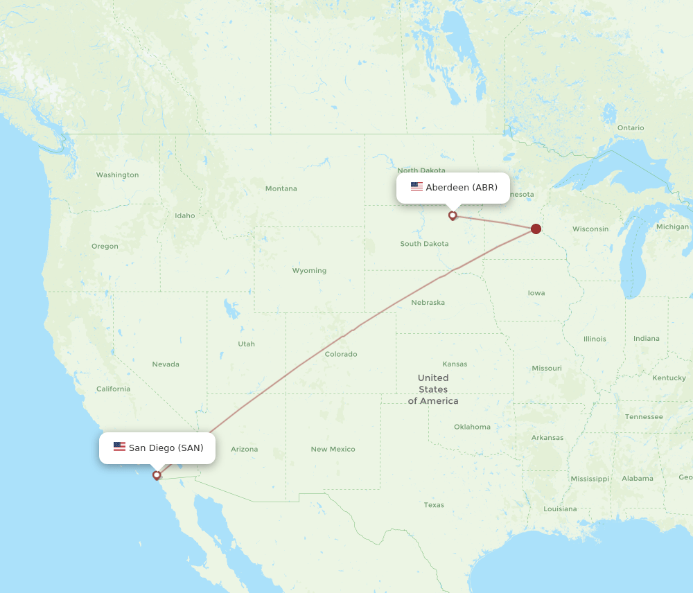 SAN to ABR flights and routes map