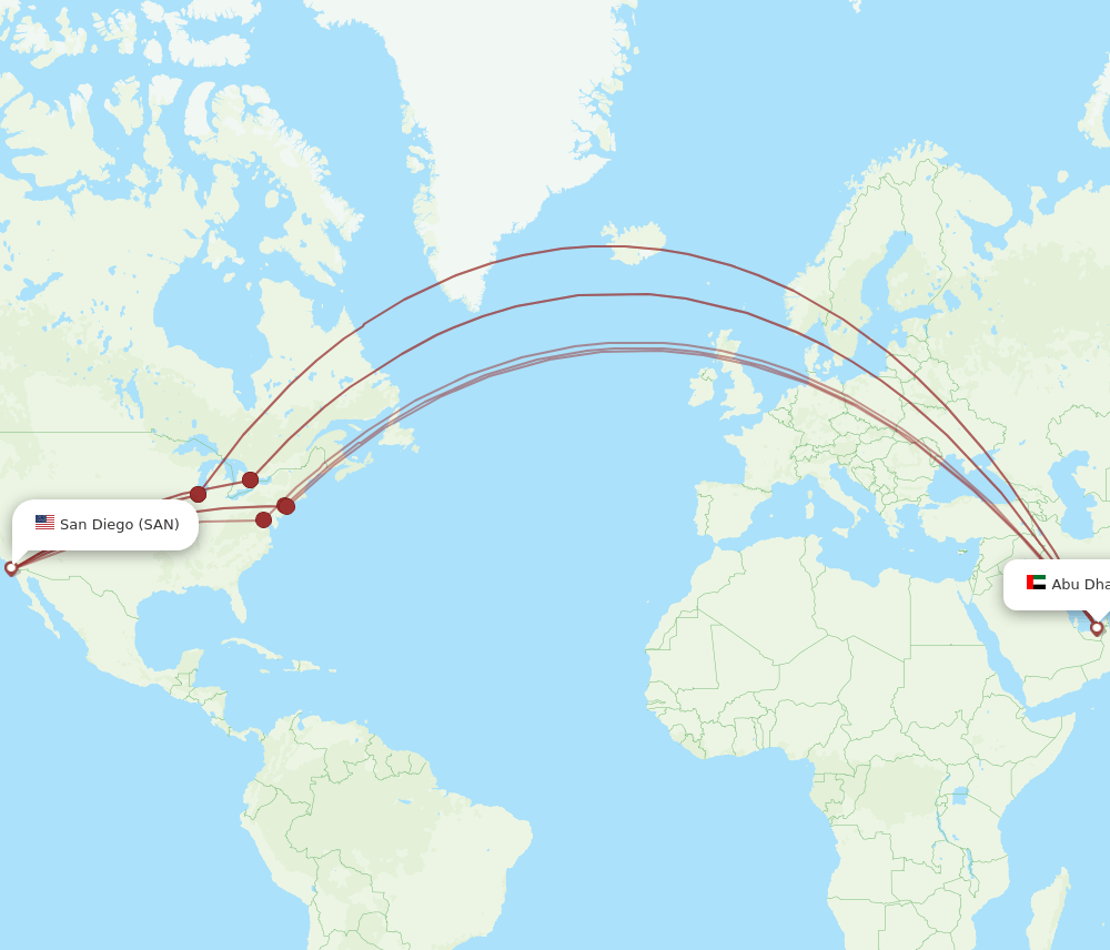SAN-AUH flight routes