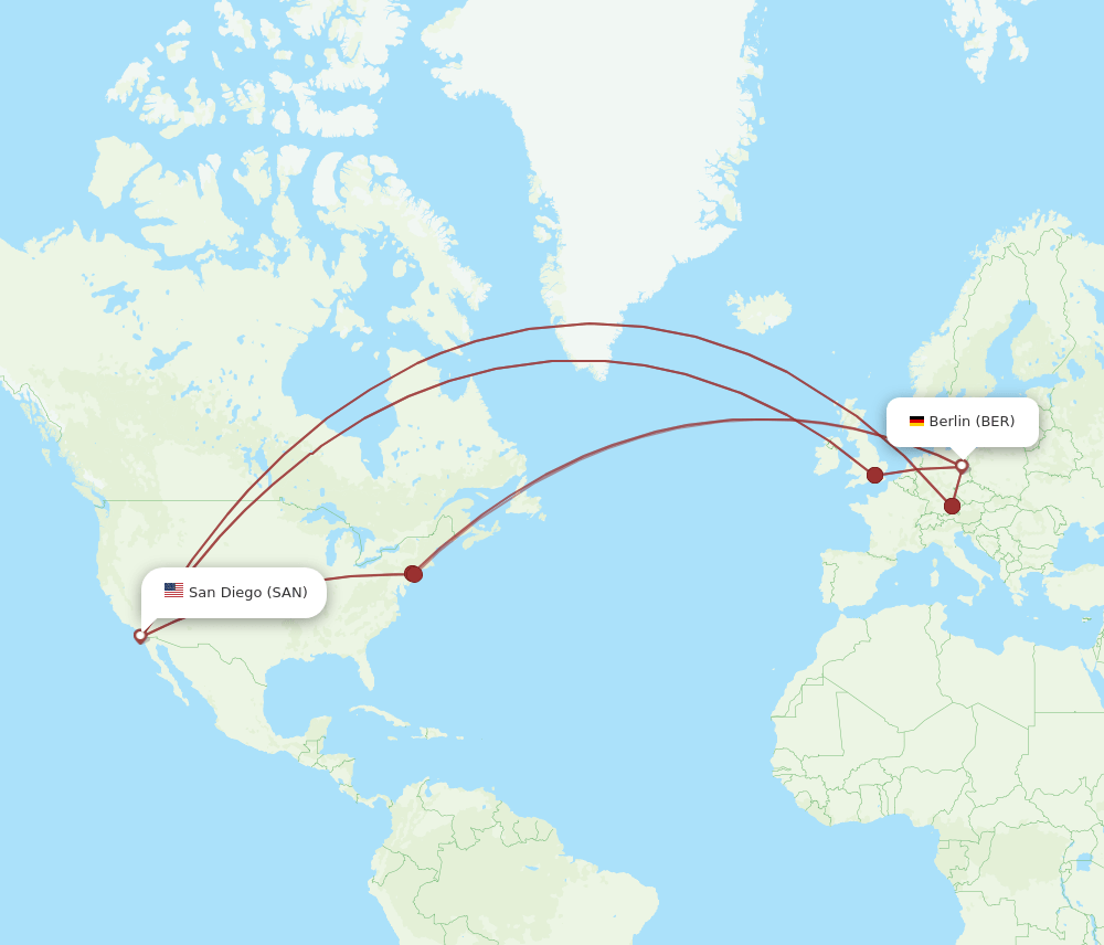 SAN-BER flight routes