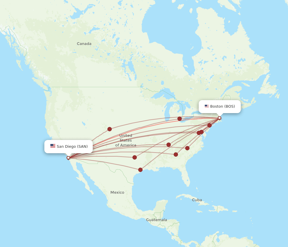 SAN-BOS flight routes