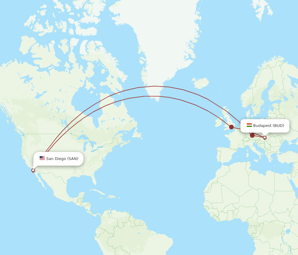 SAN-BUD flight routes