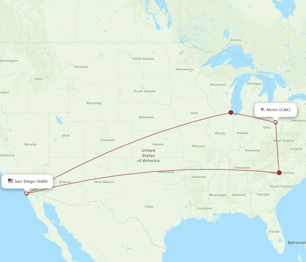 SAN-CAK flight routes